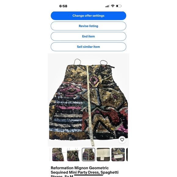 Reformation Mignon Geometric Sequin Mini Dress Homecoming Cocktail Formal M EUC - Picture 4 of 6